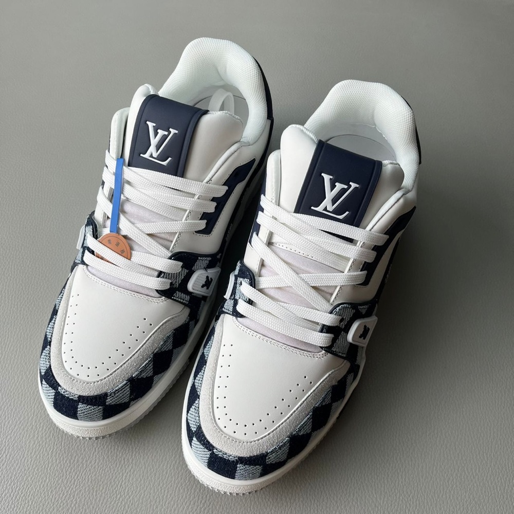 Louis Vuitton Monogram White and Navy Sneakers